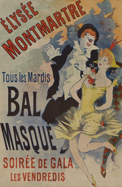 Élysée Montmartre: Bal Masqué, gepubliceerd 18 januari 1891 door Jules Cheret